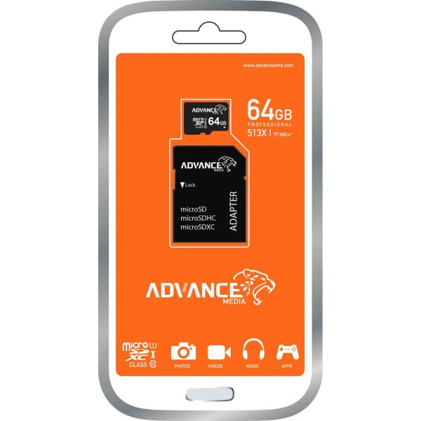 Advance 64GB Memory Card 64 GB Micro SD Plus Adapter